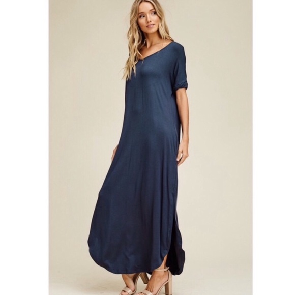 NWT Oversized Maxi Side Slits T-Shirt Dress - Picture 5 of 8